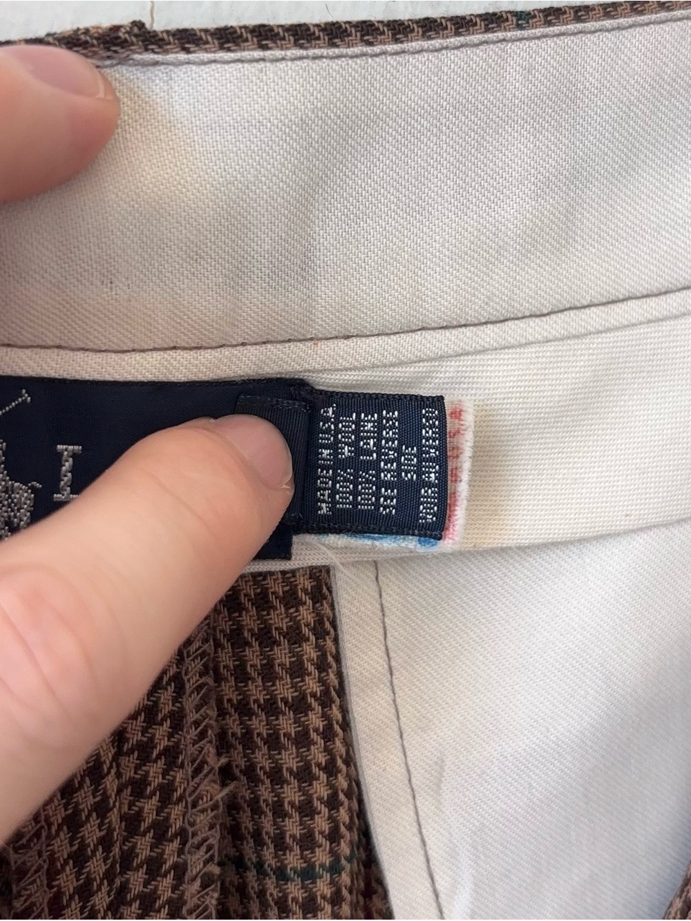 Vintage Ralph Lauren Blue Label 100% Wool Houndstooth Shorts Sz 10 Pleated MiUSA - Picture 14 of 16